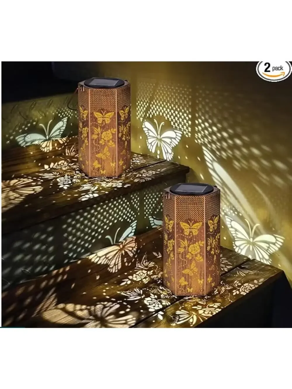 2 Pack Butterfly Solar Lanterns Outdoor Waterproof Hanging